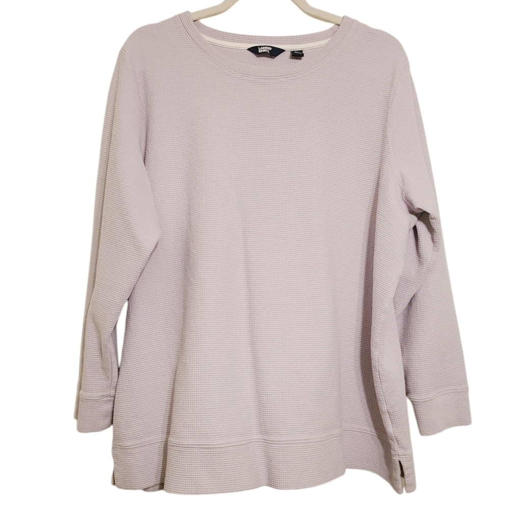 Lands' End | Women's Lavender Waffle Knit Crewneck Thermal Shirt (Size 1X)